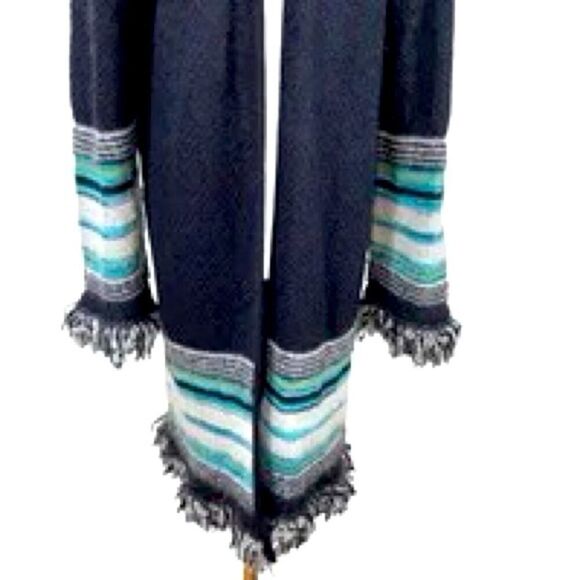Vintage M Missoni black lightweight sweater cardigan with teal accents US 2 - Picture 3 of 16